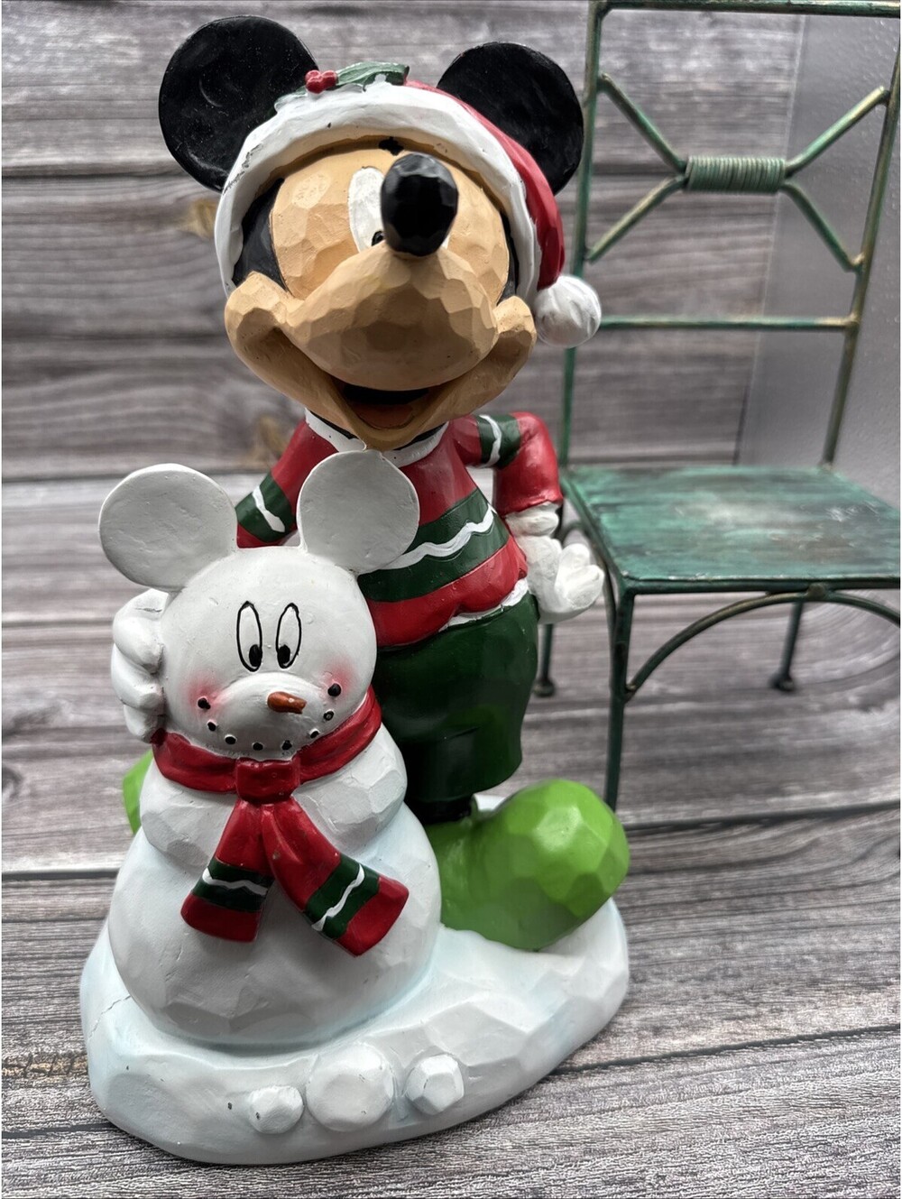 Mickey Mouse Xmas statue Snowman With Mickey Ears HTF Grannycore Holiday